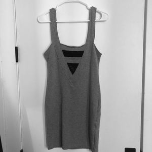 Motel Gray Sleeveless Dress with Black Lace Insert